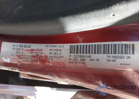 2016 Chrysler 200 Limited z USA, uszkodzony, nr VIN 1C3CCCAB6GN141405